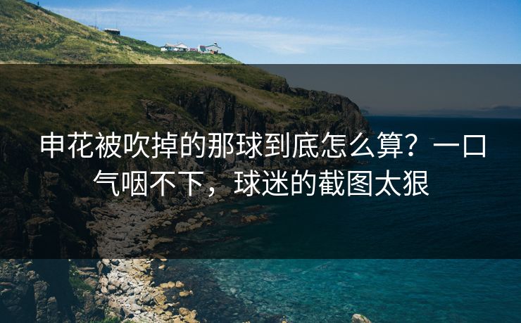 申花被吹掉的那球到底怎么算？一口气咽不下，球迷的截图太狠