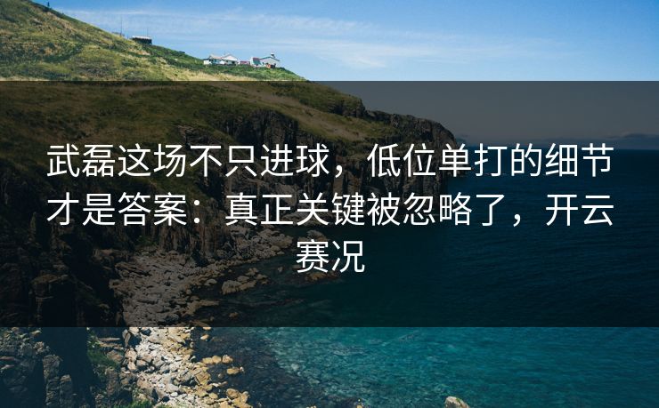 武磊这场不只进球，低位单打的细节才是答案：真正关键被忽略了，开云赛况
