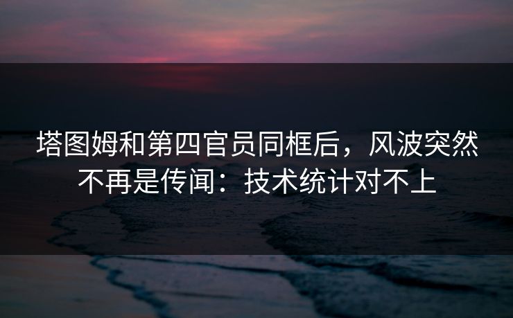 塔图姆和第四官员同框后，风波突然不再是传闻：技术统计对不上