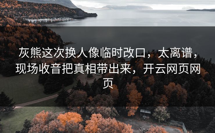 灰熊这次换人像临时改口，太离谱，现场收音把真相带出来，开云网页网页